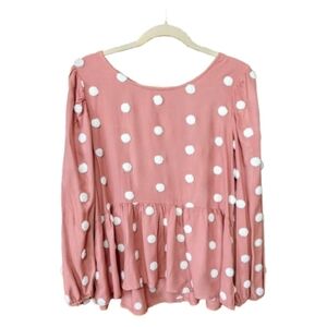 A'ltard State Pink With White Polka Dot Women's Top Peplem